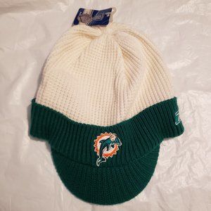 NFL Reebok Miami Dolphins beanie hat with brim NWT Vintage Retro